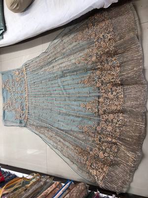 Sky-blue embroidered santoon salwar 3