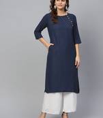 Blue plain liva ethnic-kurtis