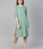 Teal plain liva ethnic-kurtis