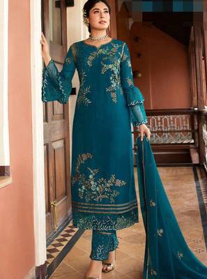 Blue embroidered santoon salwar 1
