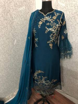 Blue embroidered santoon salwar 2