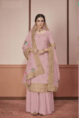 Pink embroidered silk salwar 1