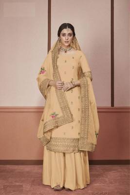 Yellow embroidered silk salwar 1