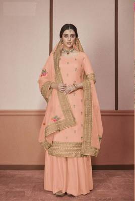 Orange embroidered silk salwar 1