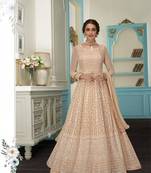 Cream embroidered georgette salwar