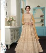 Yellow embroidered georgette salwar