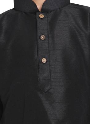 Boys Black And Rose Gold Silk Blend Kurta And Dhoti Set 3