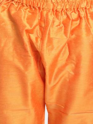 Orange Woven Cotton Silk Boys Kurta Pyjama 5