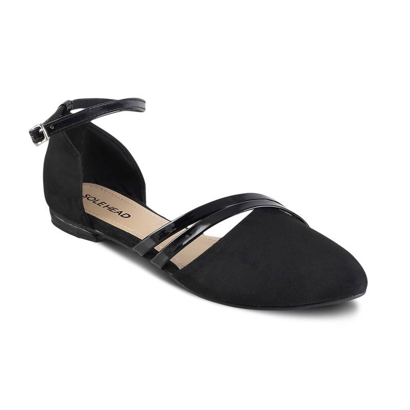 SOLE HEAD Black Flats Sandal For Women