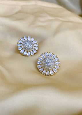 Gold american diamond earrings 1