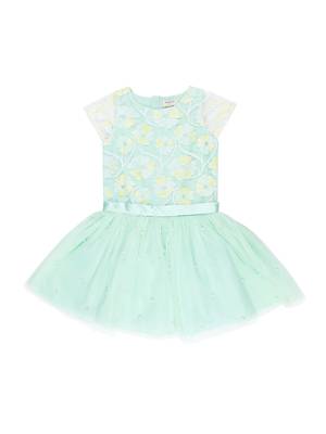 Gini & Jony Yellow Printed Blended Cotton Girls Dress 1