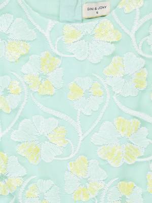 Gini & Jony Yellow Printed Blended Cotton Girls Dress 3