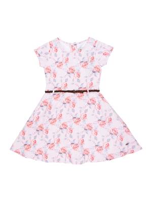 Gini & Jony Pink Printed Lycra Cotton Girls Dress 1