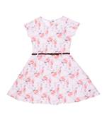 Gini & Jony Pink Printed Lycra Cotton Girls Dress