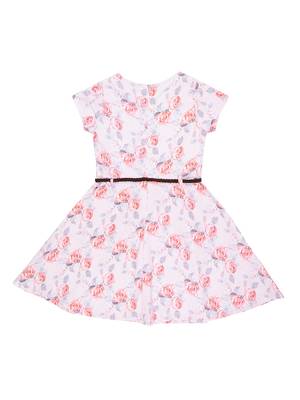 Gini & Jony Pink Printed Lycra Cotton Girls Dress 2