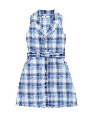 Gini & Jony Blue Printed Cotton Girls Dress 1