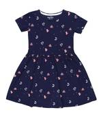 Gini & Jony Blue Printed Blended Cotton Girls Dress