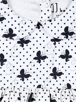 Gini & Jony White Printed Cotton Girls Dress 3