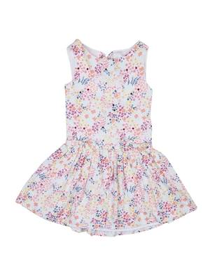 Gini & Jony White Printed Cotton Girls Dress 1