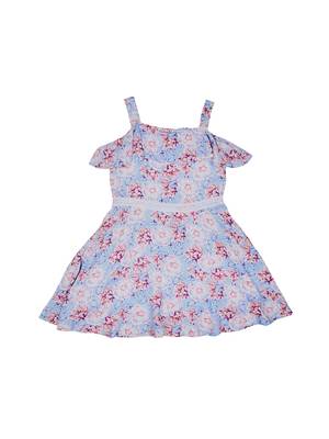 Gini & Jony Blue Printed Cotton Girls Dress 2