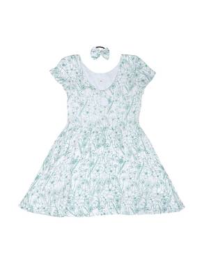 Gini & Jony White Printed Cotton Girls Dress 1