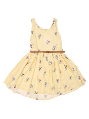 Gini & Jony Yellow Printed Cotton Girls Dress 1
