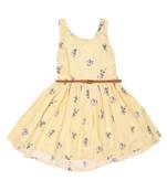 Gini & Jony Yellow Printed Cotton Girls Dress