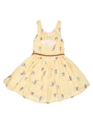 Gini & Jony Yellow Printed Cotton Girls Dress 2