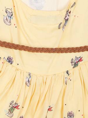 Gini & Jony Yellow Printed Cotton Girls Dress 3