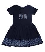 Gini & Jony Blue Plain Cotton Girls Dress