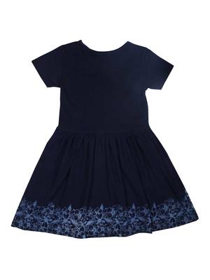 Gini & Jony Blue Plain Cotton Girls Dress 2