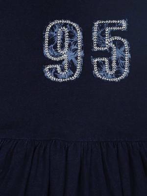 Gini & Jony Blue Plain Cotton Girls Dress 3
