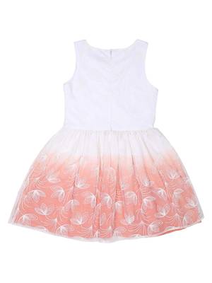 Gini & Jony Orange Plain Cotton Girls Dress 2