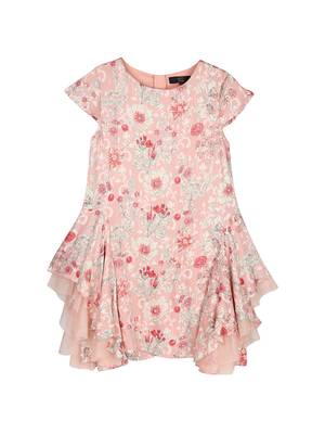 Gini & Jony Pink Printed Cotton Girls Dress 1