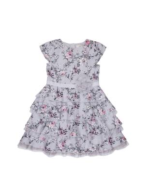 Gini & Jony Grey Printed Viscose Girls Dress 1