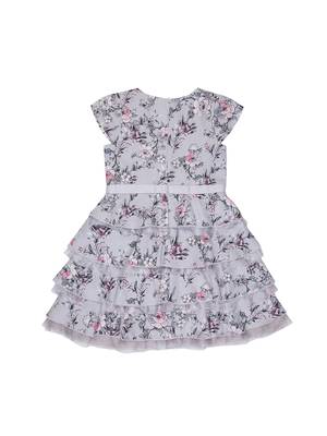 Gini & Jony Grey Printed Viscose Girls Dress 2