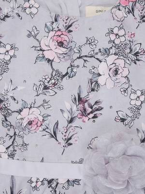 Gini & Jony Grey Printed Viscose Girls Dress 3