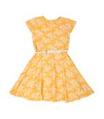 Gini & Jony Yellow Printed Cotton Girls Dress