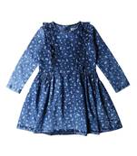 Gini & Jony Blue Printed Cotton Girls Dress