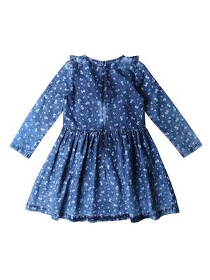 Gini & Jony Blue Printed Cotton Girls Dress 2