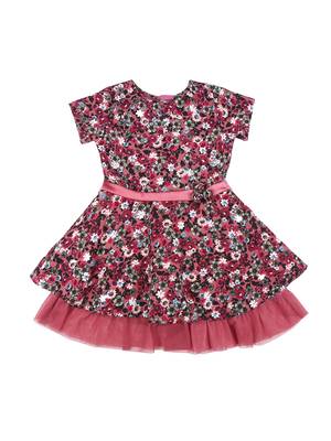 Gini & Jony Purple Printed Polyester Girls Dress 1