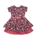 Gini & Jony Purple Printed Polyester Girls Dress