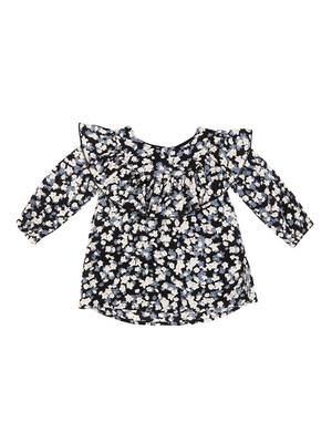 Gini & Jony Black Printed Viscose Girls Dress 1