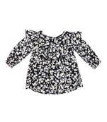 Gini & Jony Black Printed Viscose Girls Dress