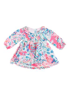 Gini & Jony Pink Printed Cotton Girls Dress 1