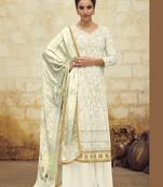 White embroidered georgette salwar
