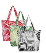 Anekaant Zebra Multicolor Printed Canvas Tote Bag Pack Of 3