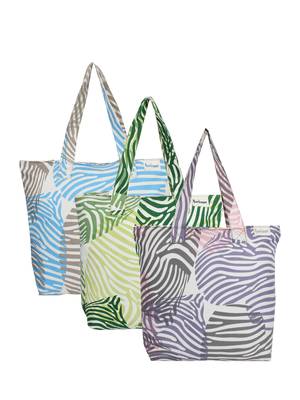 Anekaant Zebra Multicolor Printed Canvas Tote Bag Pack Of 3 1