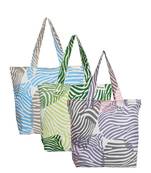 Anekaant Zebra Multicolor Printed Canvas Tote Bag Pack Of 3