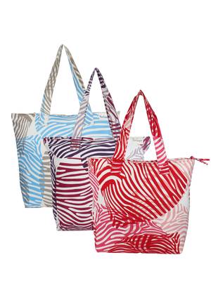 Anekaant Zebra Multicolor Printed Canvas Tote Bag Pack Of 3 1